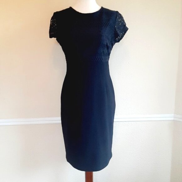 Maggy London Black & Lace Sheath Dress 6P - Picture 5 of 10